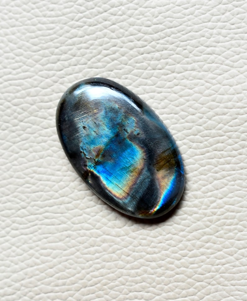 70Cts Natural Labradorite Cabochon Multi Flashy Oval Shape Labradorite Loose Gemstone Big Size 41*26*7mm Designer Labradorite Gemstone