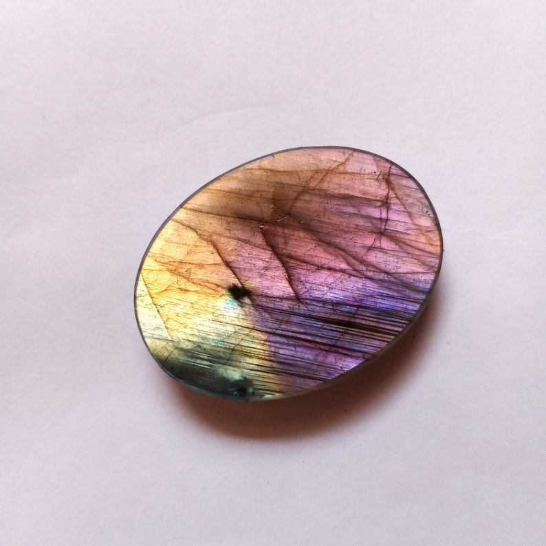 Multi Purple Flashy Oval Shape Labradorite Gemstone Purple Labradorite Cabochon Weight 111Cts Size 43*32*8mm Labradorite Loose Gemstone