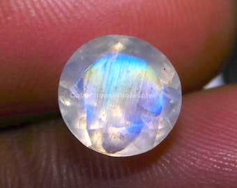 Rainbow Moonstone Faceted Gemstone, AAA+++ Quality Multi Flashy Cut Moonstone, Round Shape Gemstone, Calibrated Size 8*8*5 MM 2 Carat