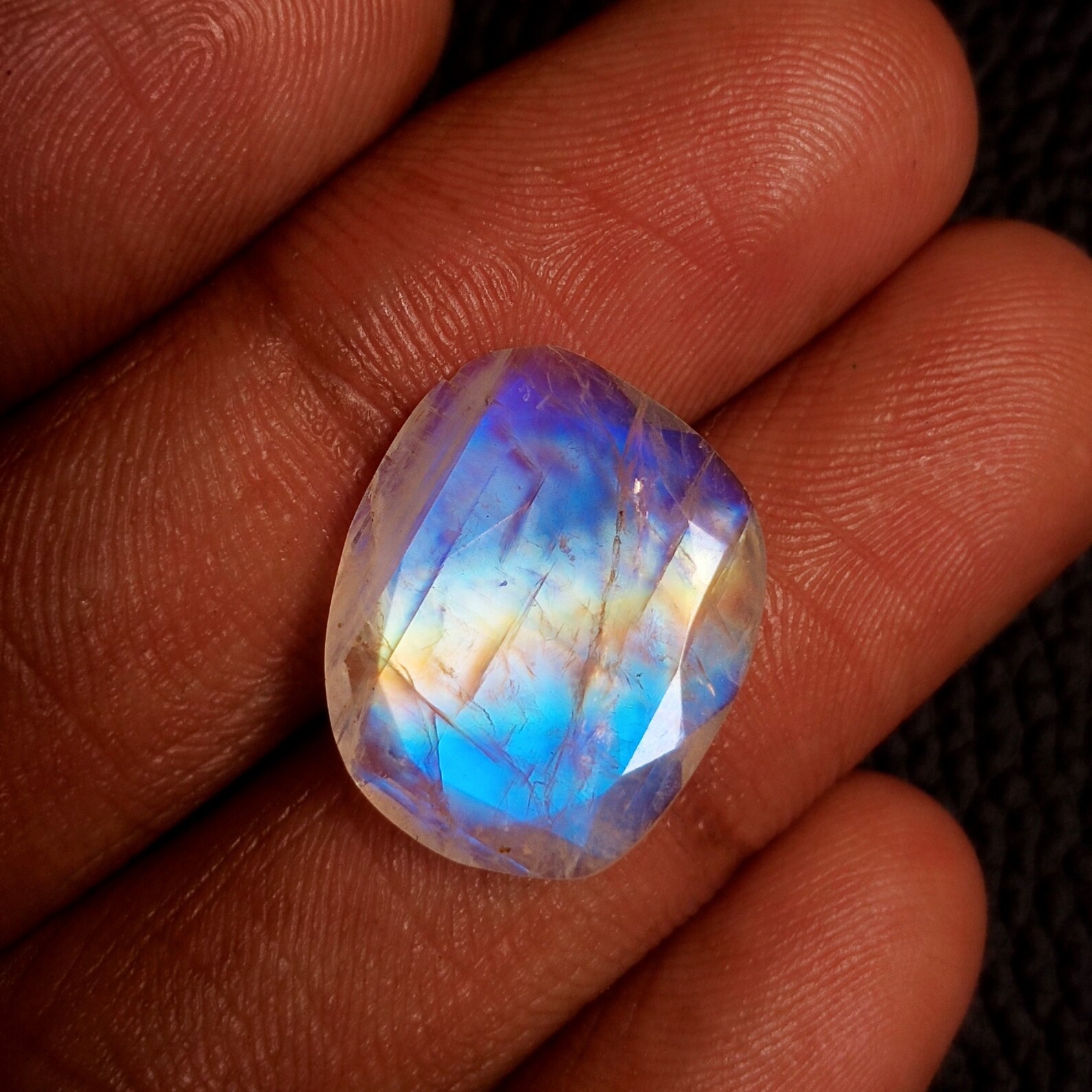 Rainbow Moonstone Cut Gemstone AAA Quality Faceted Moonstone Etsy