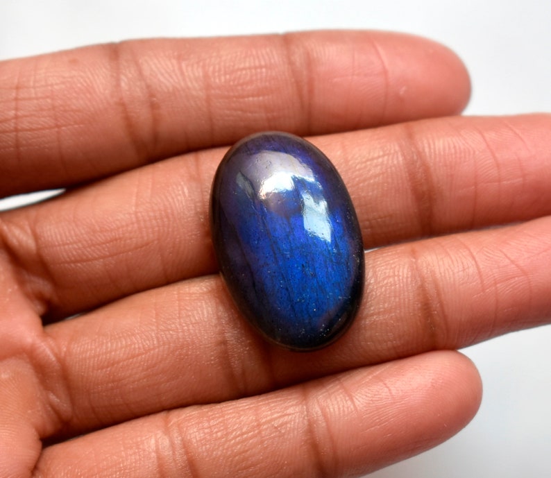 Size 32*20*8mm 42Cts AAA Quality Labradorite Cabochon Jewellery Gemstone Full Blue Flashy Oval Shape Blue Labradorite Loose Gemstone