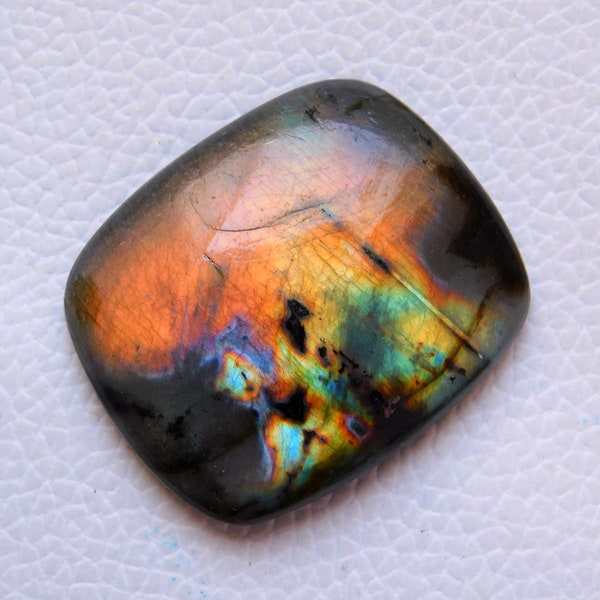 Pierre précieuse labradorite, cabochon multicolore en forme de coussin de qualité AAA+, Pierre précieuse labradorite 100 % naturelle, taille 36*30*7 mm 73 carats