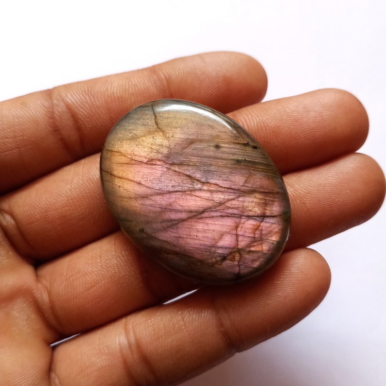 Multi Purple Flashy Oval Shape Labradorite Gemstone Purple Labradorite Cabochon Weight 111Cts Size 43*32*8mm Labradorite Loose Gemstone