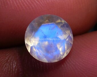 Rainbow Moonstone Cut Gemstone, AAA+++ Quality Blue Flashy Faceted Moonstone, Round Shape Gemstone, Calibrated Size 8*8*5 MM Weight 2 Carat