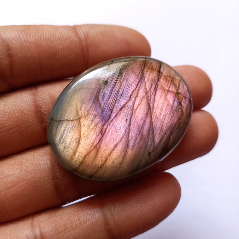 Multi Purple Flashy Oval Shape Labradorite Gemstone Purple Labradorite Cabochon Weight 111Cts Size 43*32*8mm Labradorite Loose Gemstone