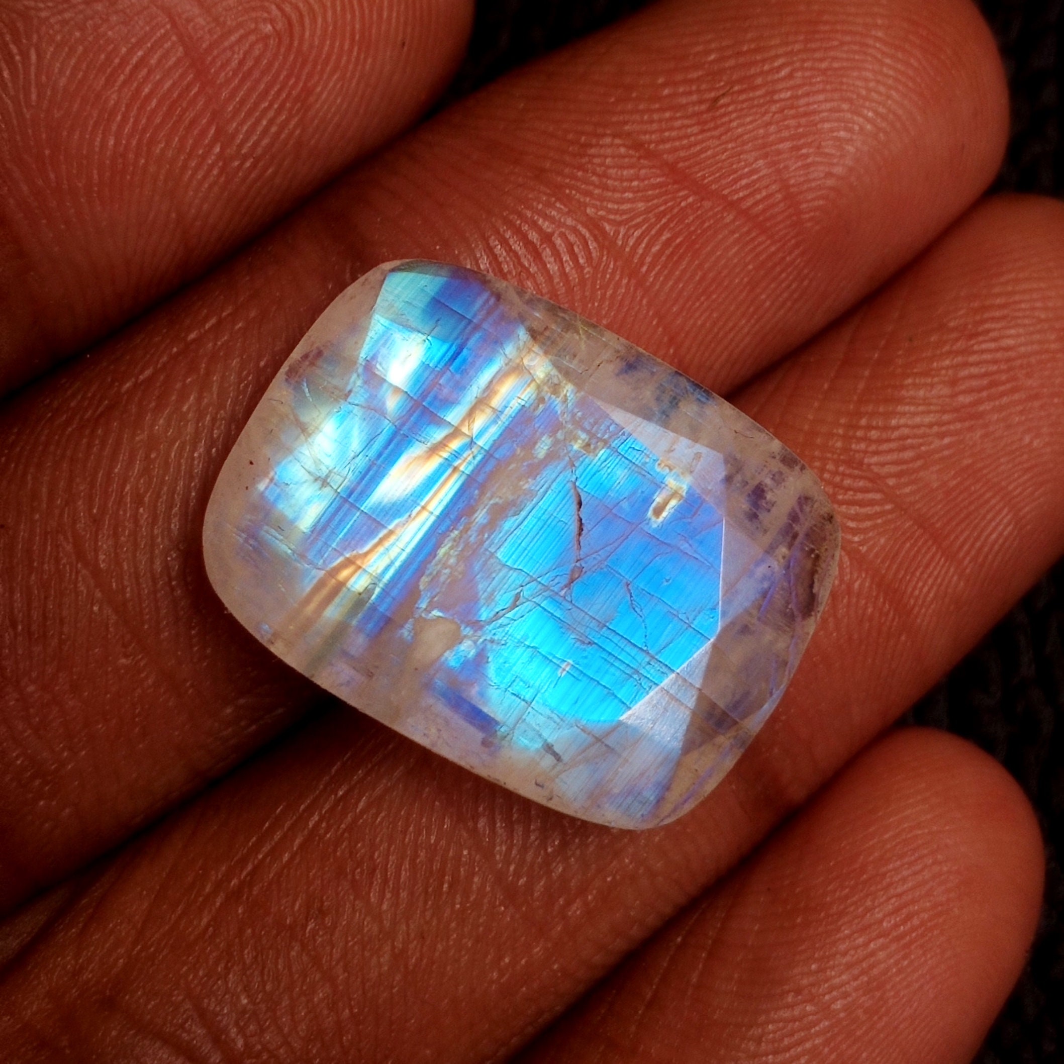 Rainbow Moonstone Cut Gemstone AAA Quality Faceted Moonstone Etsy