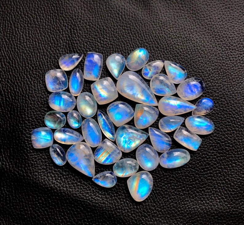 3-5 Pcs Rainbow Moonstone Cabochon Lot Mix Shape Rainbow Moonstone Loose Gemstone Lot Designer Cabochon Moonstone Wholesale Lot 100Cts