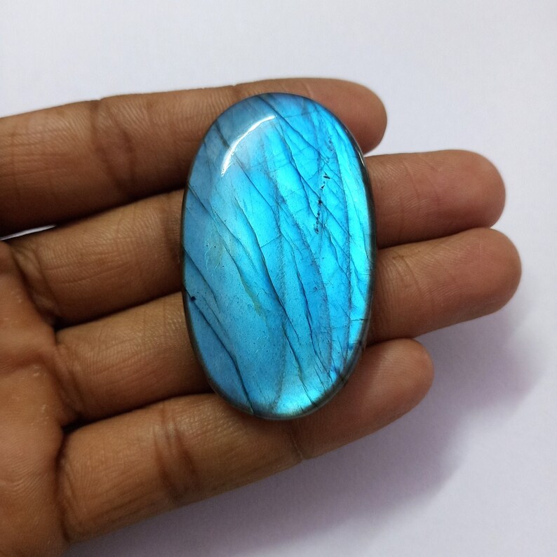 Size 32*20*8mm 42Cts AAA Quality Labradorite Cabochon Jewellery Gemstone Full Blue Flashy Oval Shape Blue Labradorite Loose Gemstone