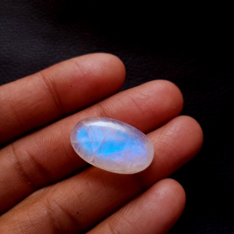 Pendant Jewellery Making Oval Shape 25*15*8mm 25Cts Blue Flashy Rainbow Moonstone Loose Gemstone AAA Quality Natural Rainbow Moonstone