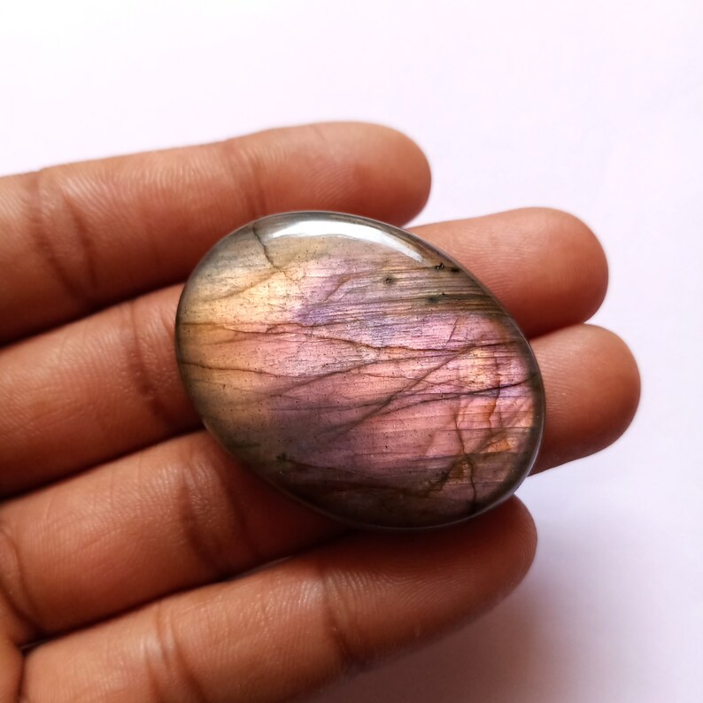 Multi Purple Flashy Oval Shape Labradorite Gemstone Purple Labradorite Cabochon Weight 111Cts Size 43*32*8mm Labradorite Loose Gemstone