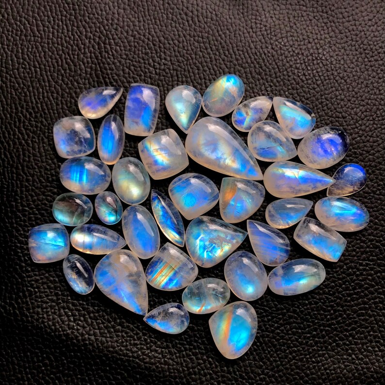 3-5 Pcs Rainbow Moonstone Cabochon Lot Mix Shape Rainbow Moonstone Loose Gemstone Lot Designer Cabochon Moonstone Wholesale Lot 100Cts