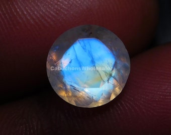 Rainbow Moonstone Faceted Gemstone, AAA+++ Quality Multi Flashy Cut Moonstone, Round Shape Cut Gemstone, Calibrated Size 9*9*5 MM 2 Carat