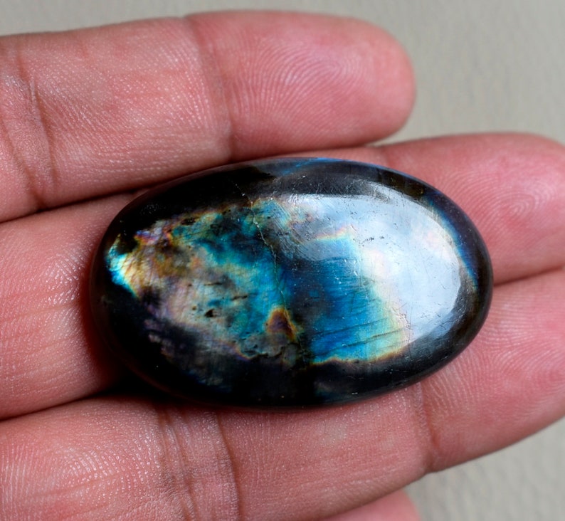 70Cts Natural Labradorite Cabochon Multi Flashy Oval Shape Labradorite Loose Gemstone Big Size 41*26*7mm Designer Labradorite Gemstone