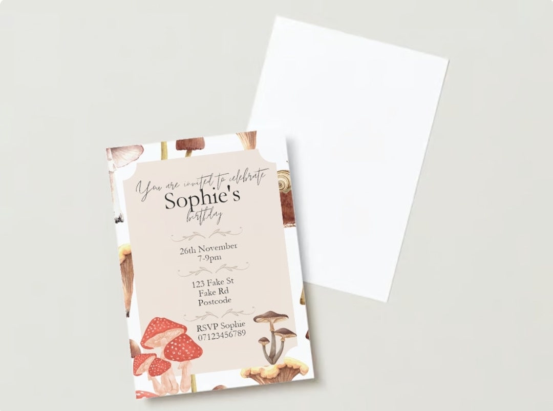 Print at Home Party Invitation Template Mushroom Fairycore Theme Etsy