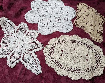 Vintage Cotton Doilies – Handcrafted Granny Chic Home Décor (Set of 3 or 4)