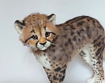 Cheetah Realistic Plush Kitten Artificial Stuffed Animal Author&#39;s Doll OOAK