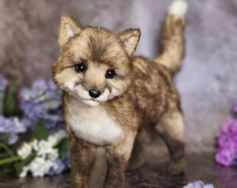 Little Fox Plush Art Doll OOAK Real Size Toy Fox