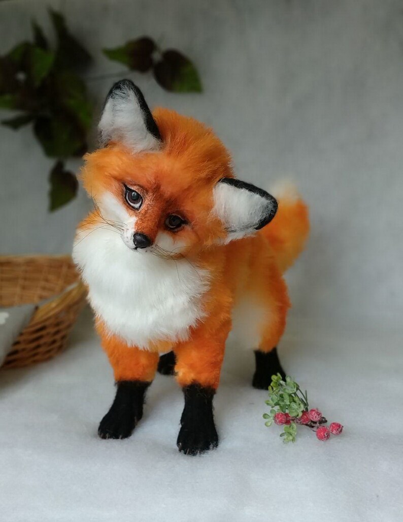 Red fox plush toy Soft toy on the skeleton Realistic handmade | Etsy