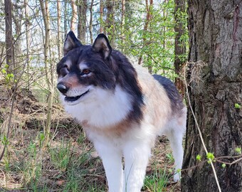 Realistic Wolf Art Interior Doll OOAK Photo Shoot Attribute Artificial Stuffed Animal Faux Fur