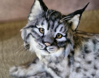 Cachorro de lince canadiense articulado y realista: peluche coleccionable "Lumi" hecho a mano con esqueleto en el interior.