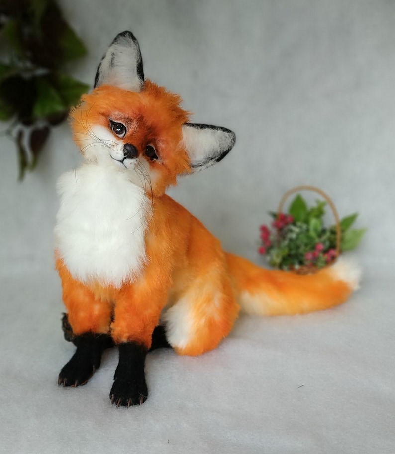 Red fox plush toy Soft toy on the skeleton Realistic handmade | Etsy