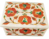 Marble stone jewelry box watches gift inlay pietra dura keepsake box trinket box