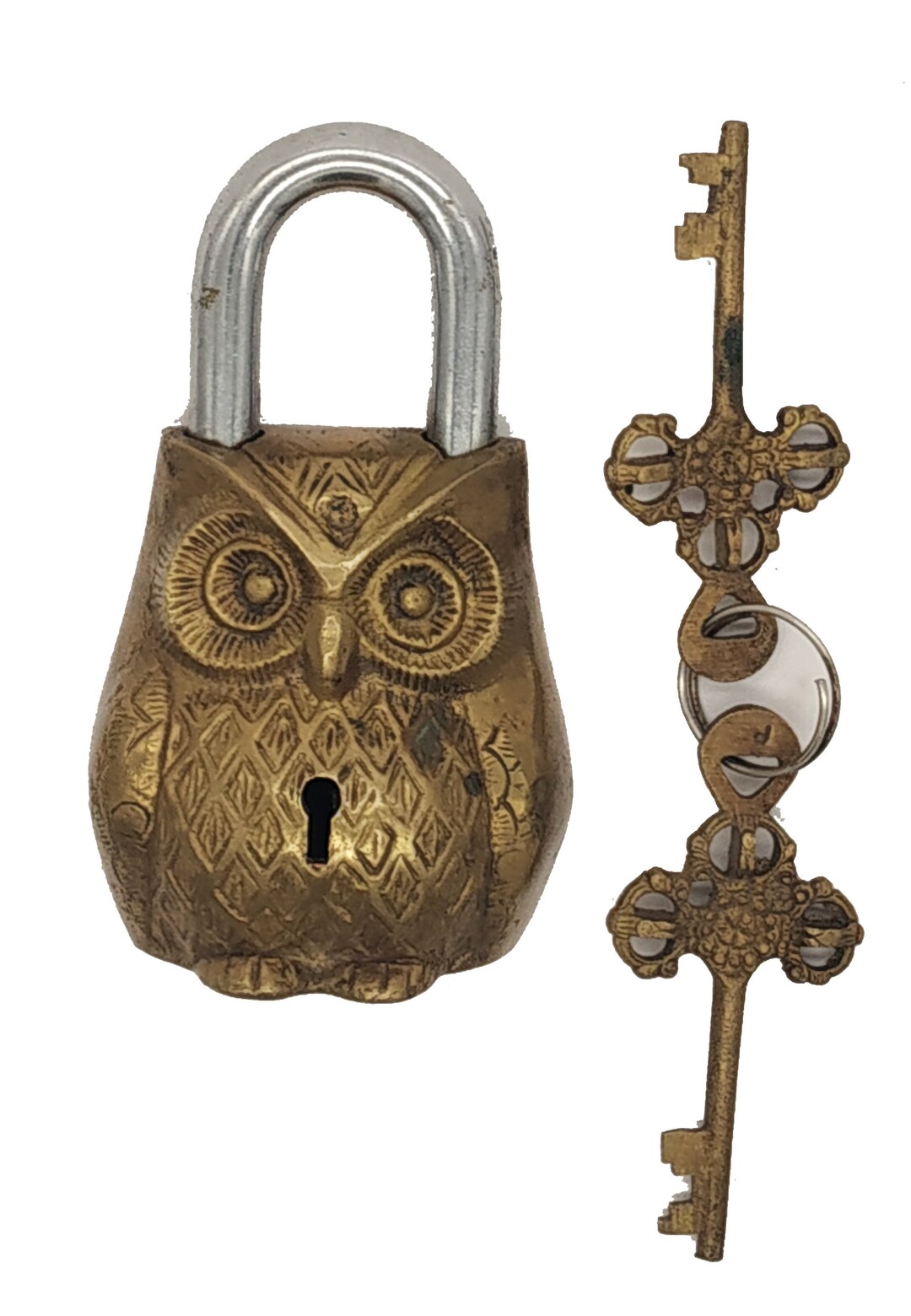 Brass Key Lock Owl Shape Handmade Padlock With 2 Keys Antique Lock Gift ...