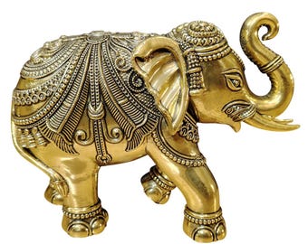Brass Elephant statue trunk vintage handmade animal figurine home décor gift