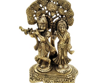 Brass Radha Krishna Statue Love Couple Hindu God