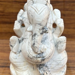 Stone Ganesha statue 5&quot; Howlite Gemstone handmade Sculptor home décor Gift