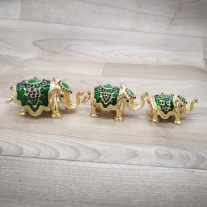 Elephant 3 PCs set Brass elephant Trunk up stomach open Magnetic