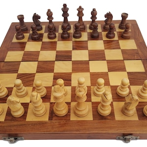 Wooden Chess Set 12&quot; Folding Travel Wooden Pieces and Board