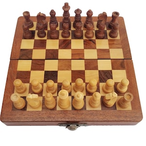 Wooden Chess Set 6X6&quot; Folding Travel Wooden Pieces and Board