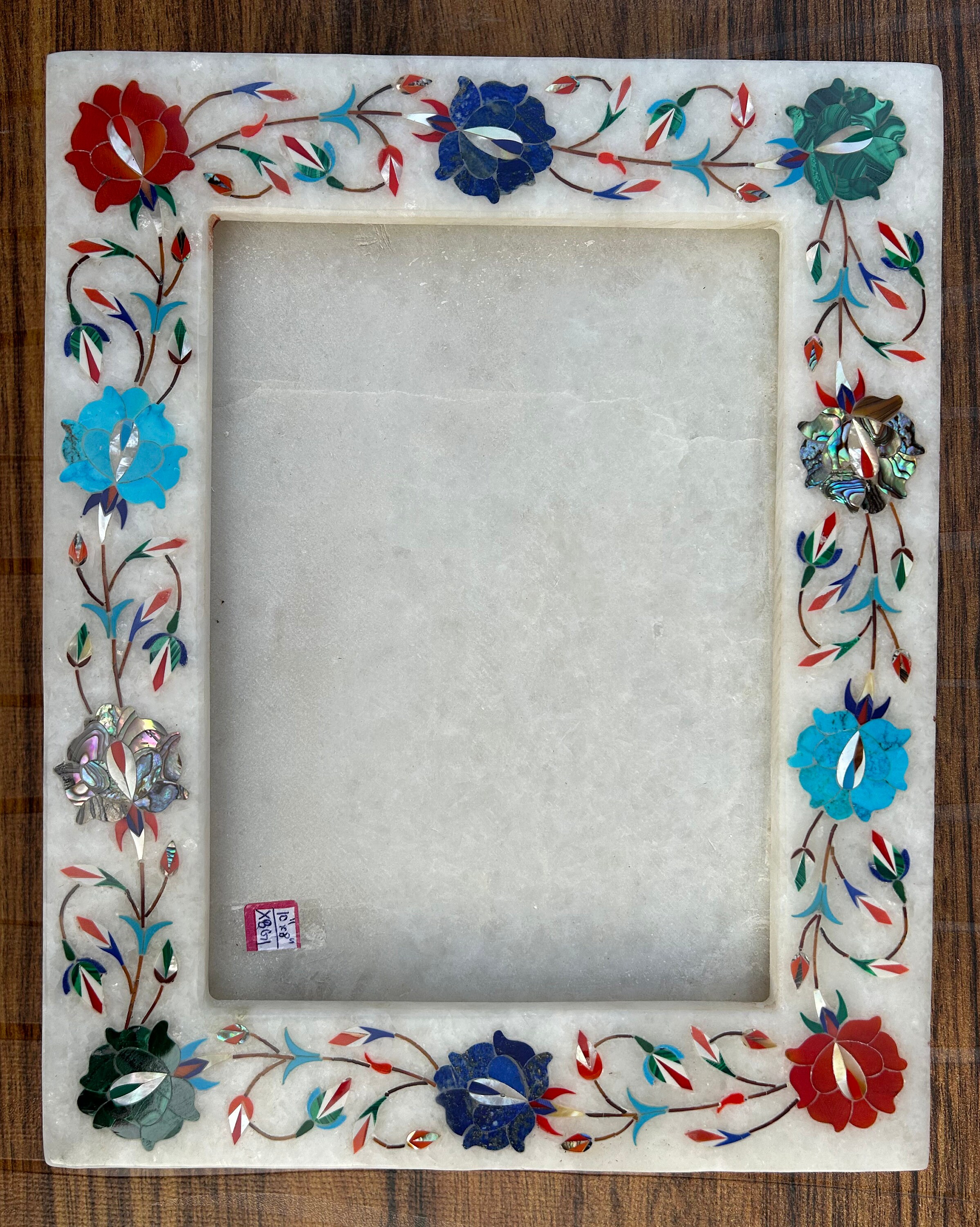 Floral Gemstone Inlay Marble Photo Frame, Art Deco Wedding Gift - Etsy