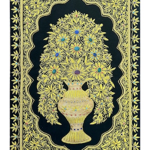 Rugs Jewel Carpet Wall Hanging Flower 2&#39; X 3&#39; Hand Embroidery Gemstone Zardozi