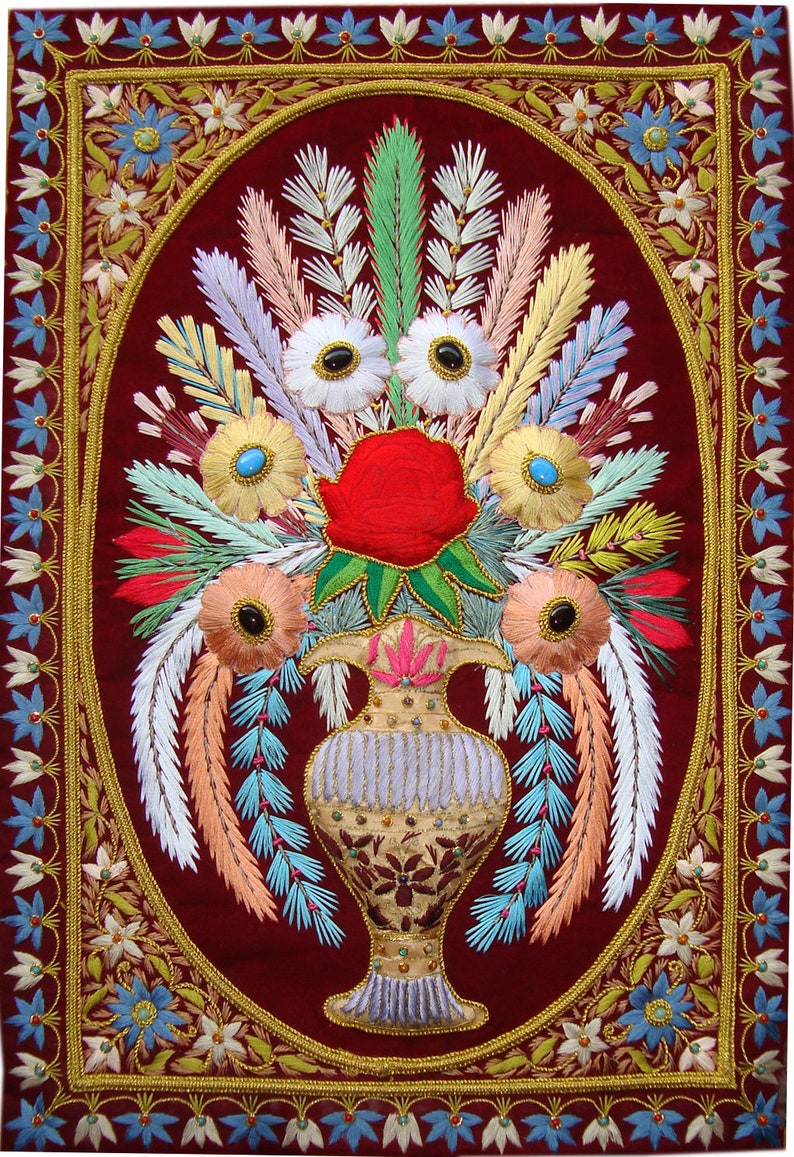 Rugs Jewel Carpet Wall Hanging Flower 2' X 3' Hand Etsy