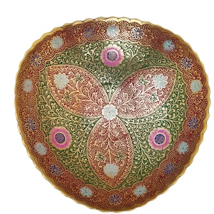 Metal Bowl 7&quot;  Mugal meena engraved painting work handmade decorative