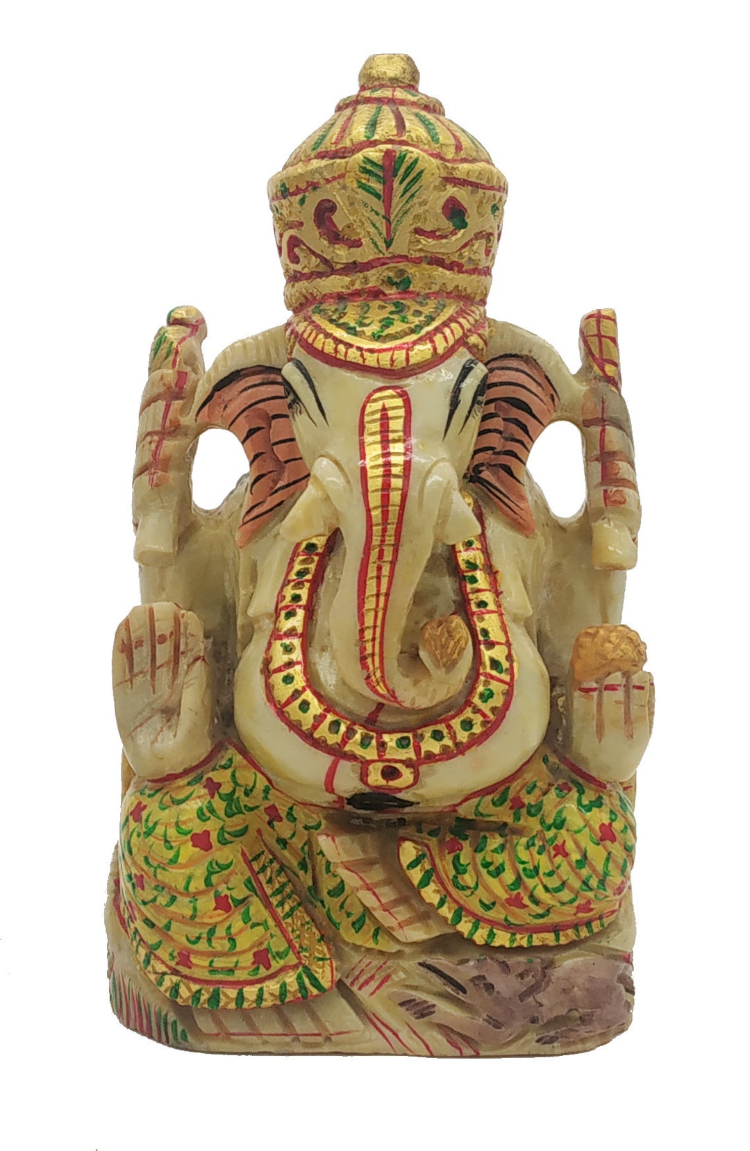 蛇紋石の座像 ガネーシャ象神像 金色塗装 - Etsy 日本