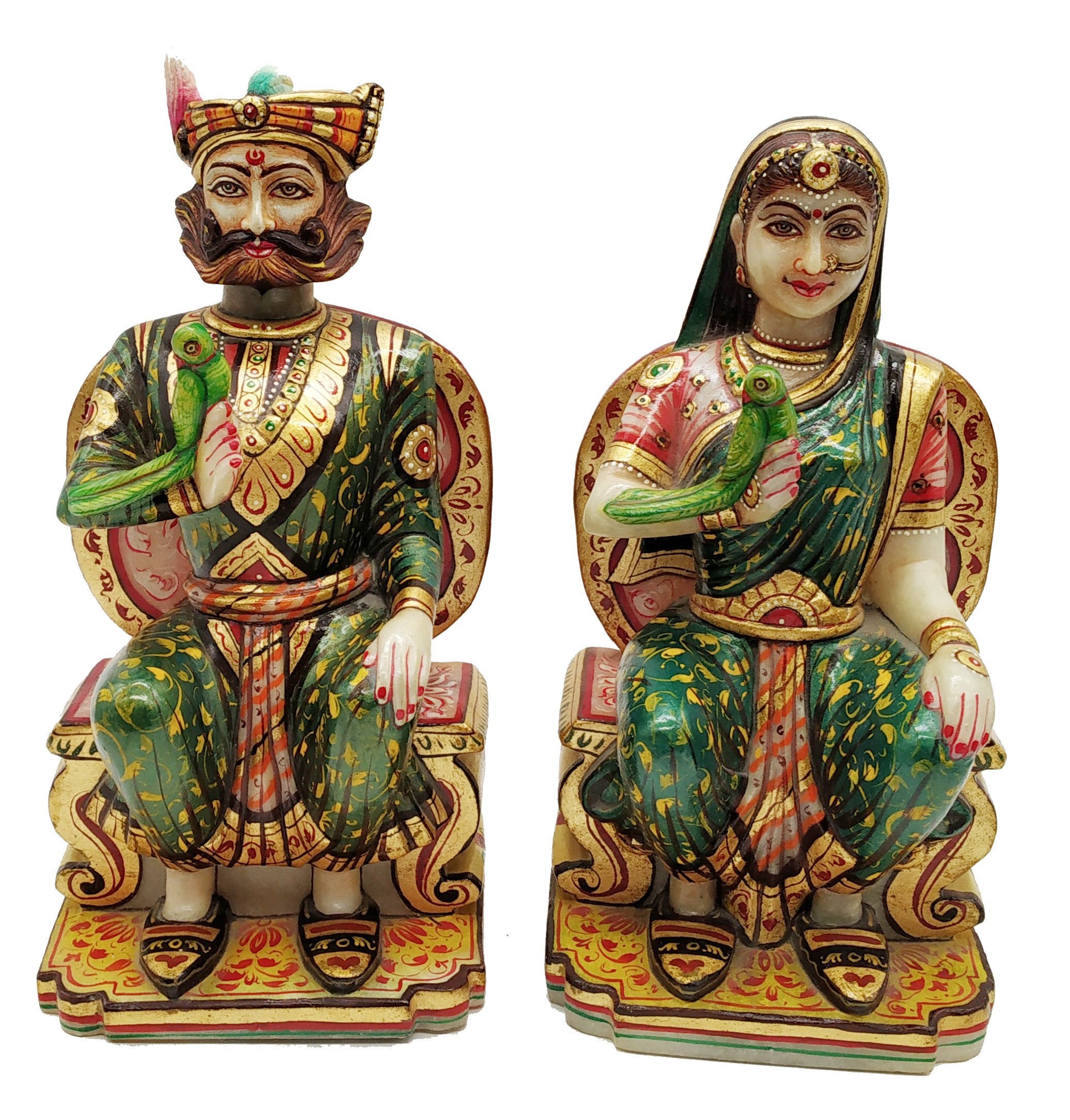 KingQueen Statue White Marble Sitting Pair of KingQueen Etsy