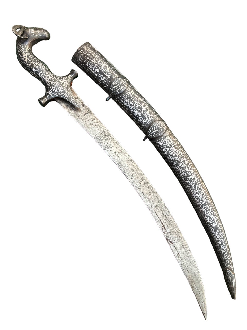 Sword Dagger 24" Indo Persian Vintage Animal Hilt Handmade Koftgiri ...
