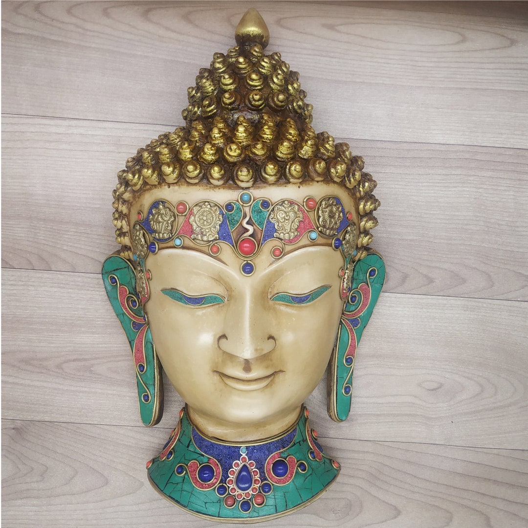 Buddha Mask 12 Wall Hanging Sculpture Painting & Stone Etsy