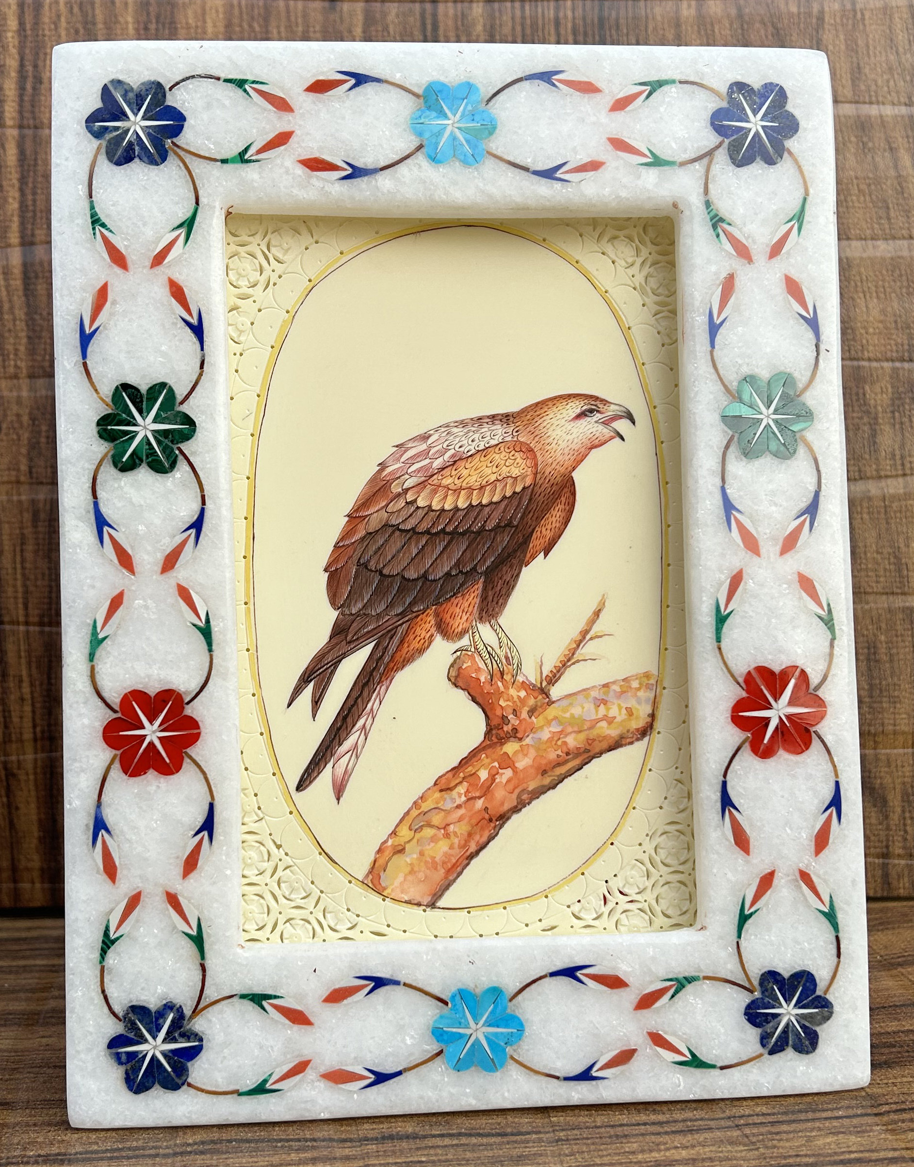 Floral Gemstone Inlay Marble Photo Frame, Art Deco Home Decor - Etsy