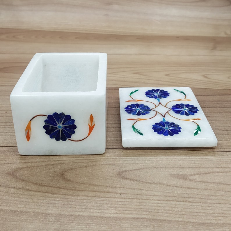 Marble Stone Jewelry Box Trinket Box Gift Inlay Pietra Dura Etsy