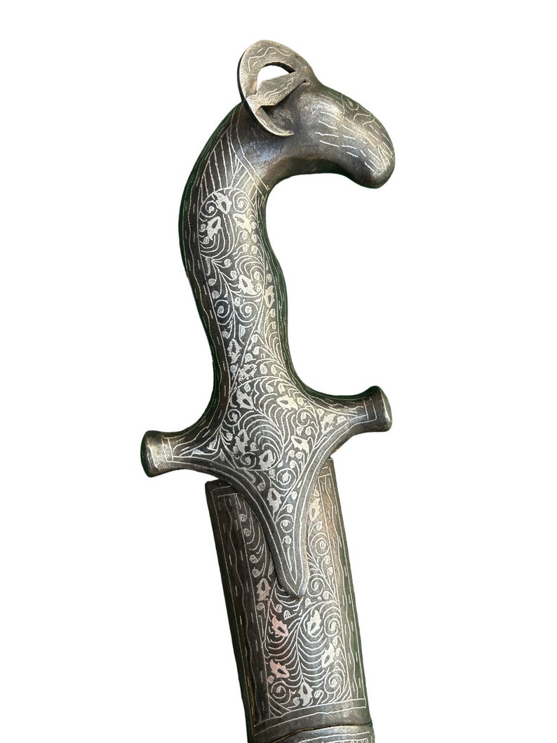 Sword Dagger 24" Indo Persian Vintage Animal Hilt Handmade Koftgiri ...