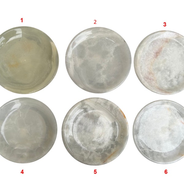 Onyx Stone Serving Plate 6" Inch Handmade Natural White Gemstone Decorative Gift