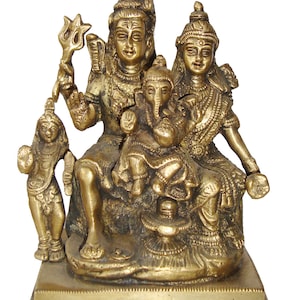 Brass Shiva  Statue 6&quot; Family Handmade Sculpture Hindu Religious third eye god