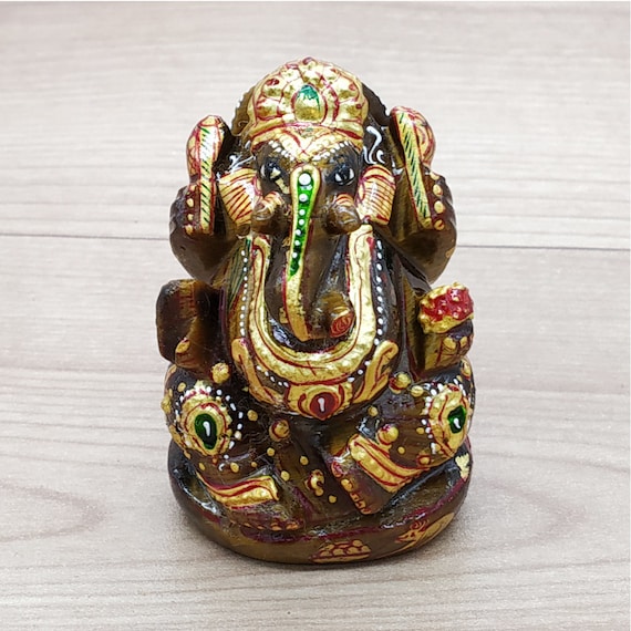 Ganesha Stone for Meditation Home Decor Ganesha Tiger Eye Ganesha Statue Ganesha Idol Natural Gemstone Tiger Eye Ganesha Figurine