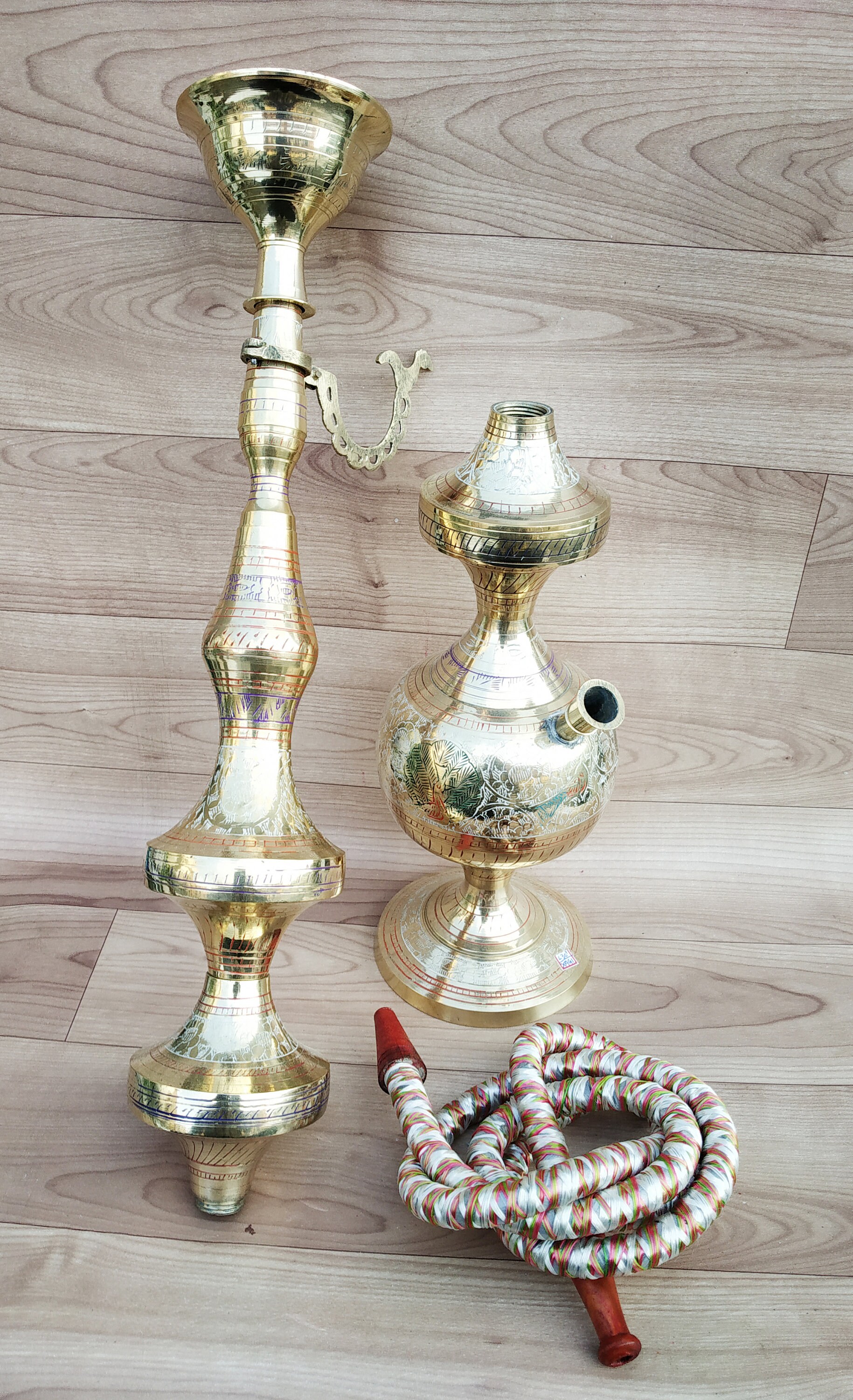 Hukka 30 Indian Brass Vintage folding Hookah Set Pipes Etsy
