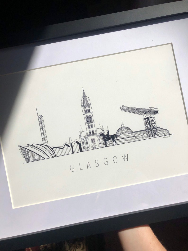 Signed Glasgow Skyline Print University of Glasgow Etsy UK