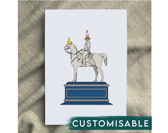 Customisable Glasgow duke of Wellington Statue print (single image)